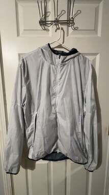 Adidas Climalite Mesh Lined Hooded Windbreaker Jacket Light Grey XL